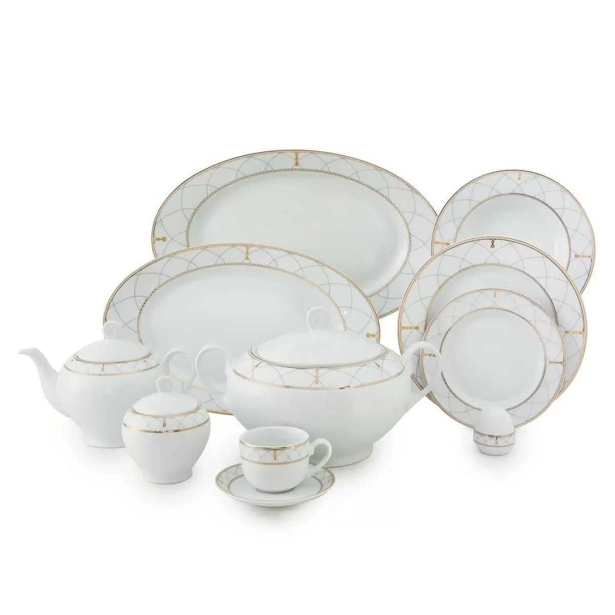 سرویس 102 پارچه چینی زرین-ایتالیا اف(گرد)-رومانا-درجه عالی سرویس18 نفره کد: 013263